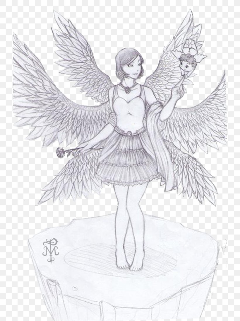 Angel Drawing Seraph Line Art Sketch, PNG, 730x1095px, Angel, Art, Artwork, Bird, Black And White Download Free