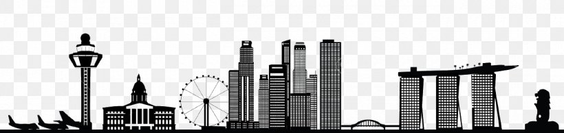 Singapore Skyline, PNG, 1300x308px, Singapore, Architecture, Art, Black And White, Building Download Free