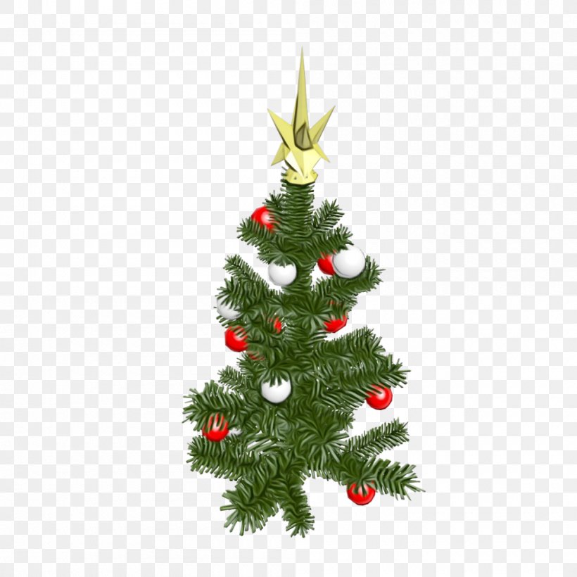 Christmas Tree, PNG, 1000x1000px, Watercolor, Balsam Fir, Christmas Decoration, Christmas Ornament, Christmas Tree Download Free