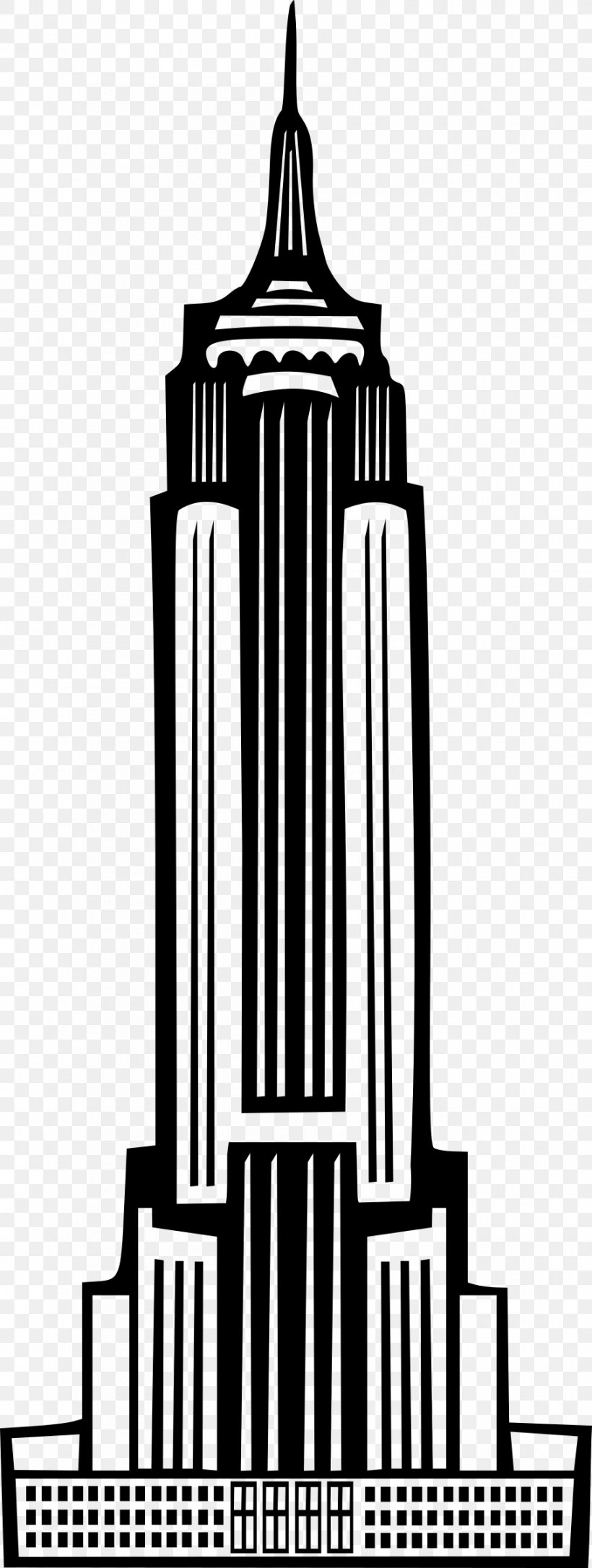Empire State Building Art Deco Clip Art, PNG, 906x2400px, Empire State Building, Art Deco, Black, Black And White, Building Download Free