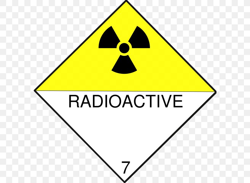 HAZMAT Class 7 Radioactive Substances Warning Label Dangerous Goods Radioactive Decay, PNG, 600x600px, Label, Area, Brand, Dangerous Goods, Hazard Download Free