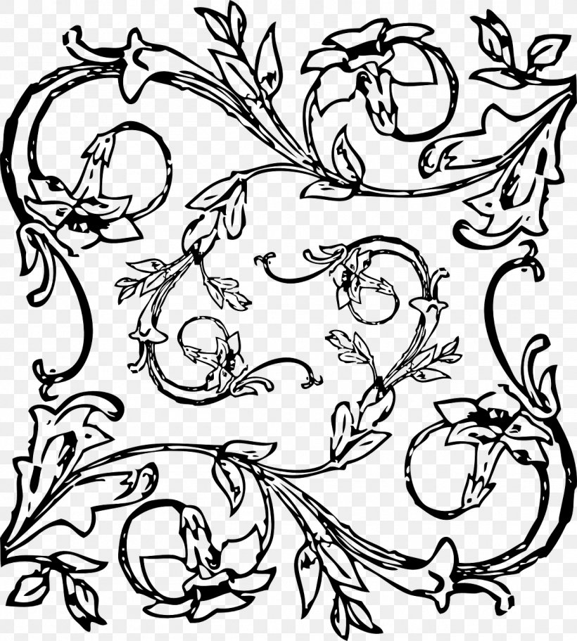 Borders And Frames Flower Clip Art, PNG, 1152x1280px, Borders And Frames, Art, Black And White, Branch, Coloring Book Download Free