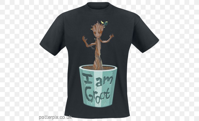 T-shirt Baby Groot Drax The Destroyer Marvel Cinematic Universe, PNG, 500x500px, Tshirt, Baby Groot, Brand, Clothing, Drax The Destroyer Download Free