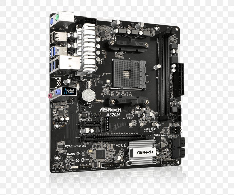 Socket AM4 ASRock A320M AMD A320 AM4 Micro ATX Motherboard MicroATX ASRock AB350M-HDV, PNG, 1200x1000px, Socket Am4, Asrock, Asrock Ab350mhdv, Atx, Central Processing Unit Download Free