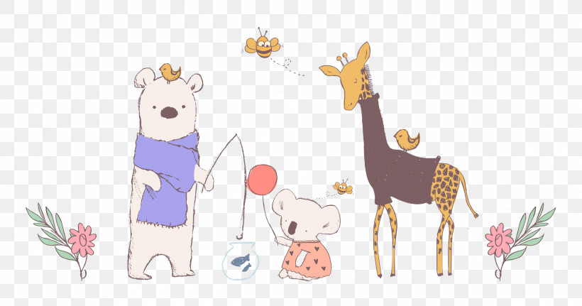 Friends Koala Giraffe, PNG, 2500x1317px, Friends, Animal Figurine, Biology, Cartoon, Giraffe Download Free