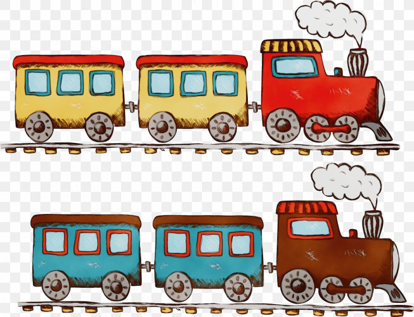 Land Vehicle Transport Train Vehicle Rolling Stock, PNG, 1059x812px, Watercolor, Land Vehicle, Paint, Railroad Car, Rolling Stock Download Free