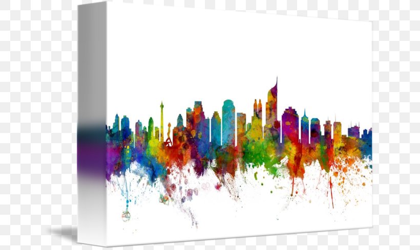 Jakarta Skyline Painting Canvas Print, PNG, 650x489px, Jakarta, Art, Artist, Canvas, Canvas Print Download Free