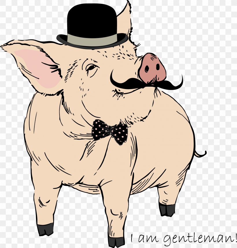 Domestic Pig Drawing Royalty-free Printmaking, PNG, 3334x3479px, Domestic Pig, Cartoon, Cattle Like Mammal, Cowboy, Drawing Download Free