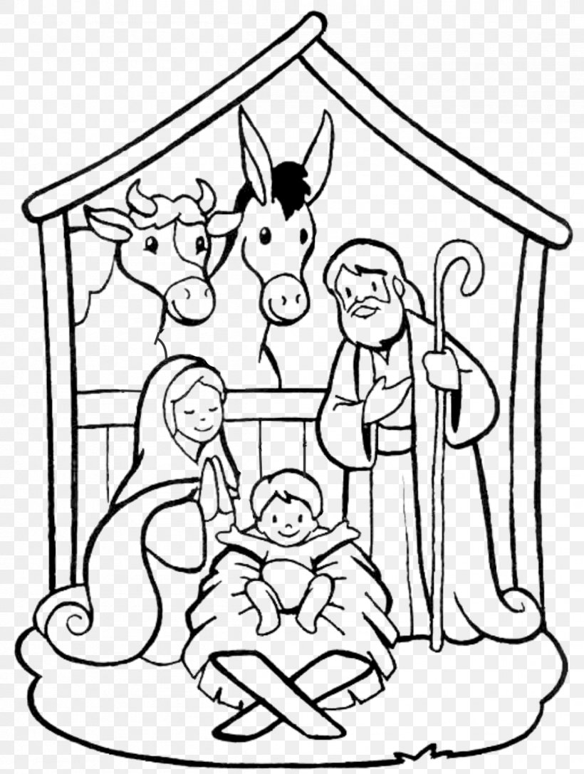 Nativity Scene Drawing Coloring Book Manger Christmas Day, PNG,  1206x1600px, Watercolor, Cartoon, Flower, Frame, Heart Download