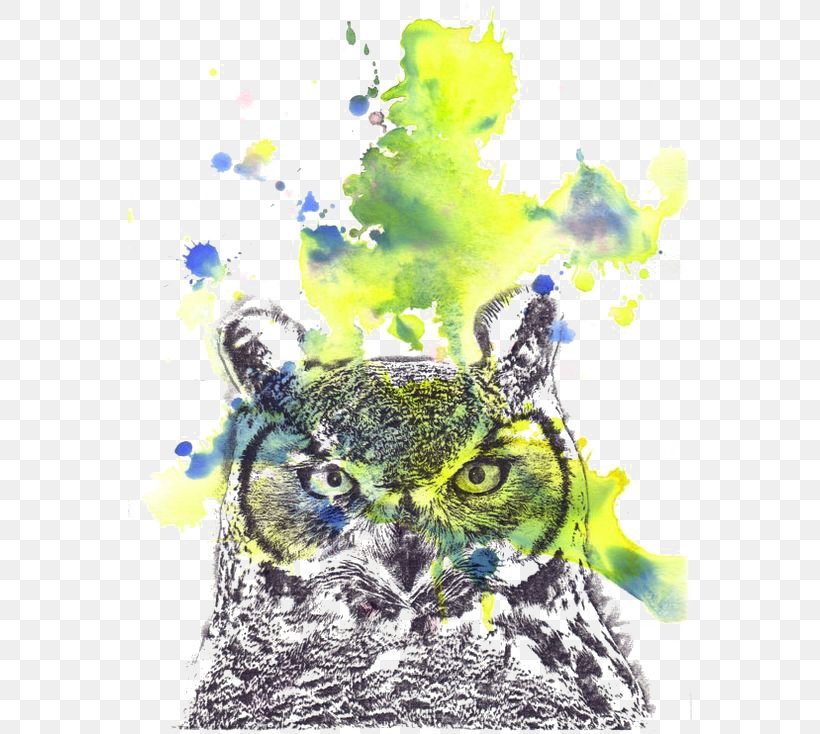 Owl Sloth Watercolor Painting, PNG, 564x734px, Owl, Art, Drawing, Great Horned Owl, Little Owl Download Free