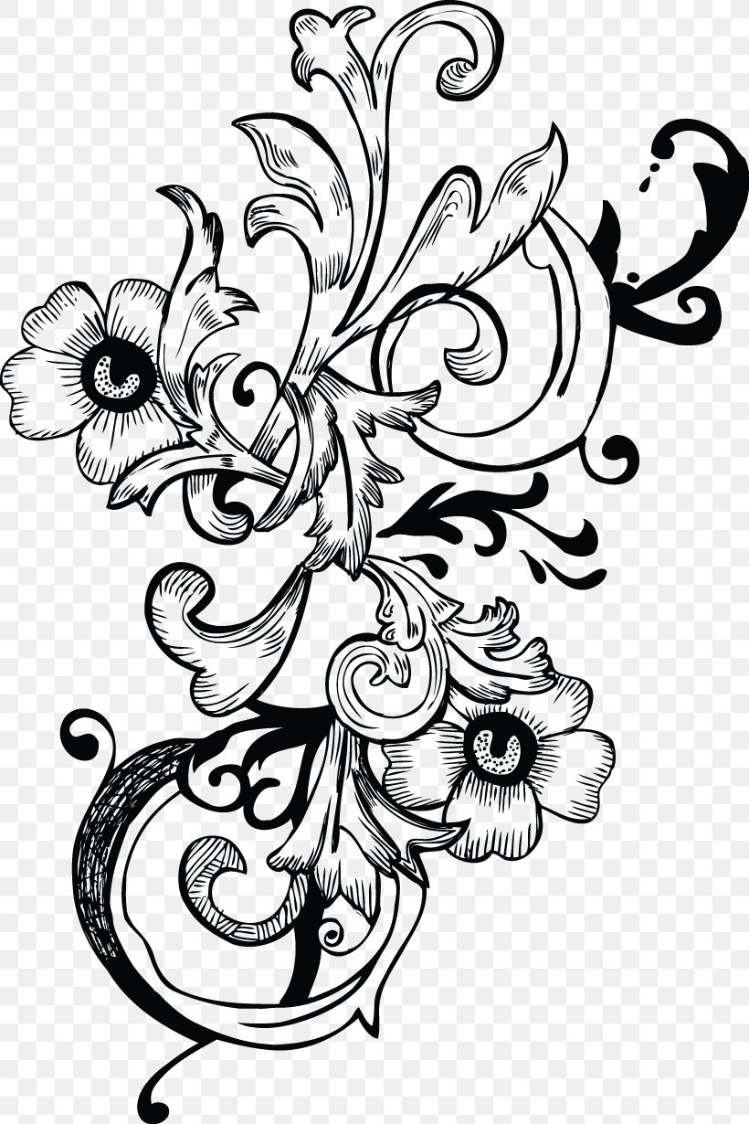 Flower Line Art, PNG, 820x1230px, Drawing, Blackandwhite, Brush, Coloring Book, Floral Design Download Free