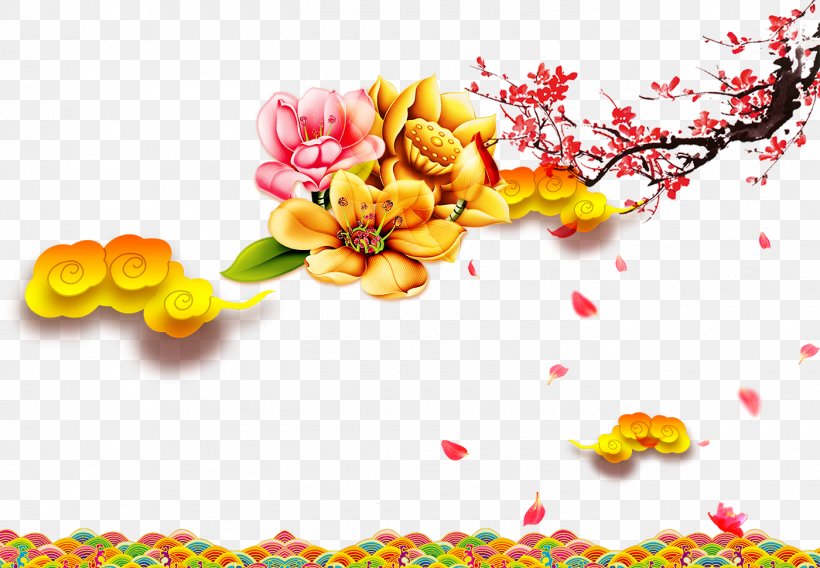 Flowers And Clouds Creative, PNG, 1400x970px, Vecteur, Cloud, Floral Design, Floristry, Flower Download Free