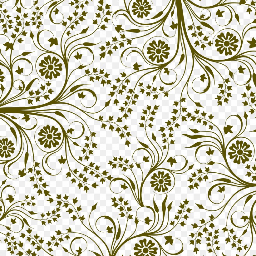 Pattern, PNG, 2187x2187px, Black And White, Area, Color, Flora, Floral Design Download Free