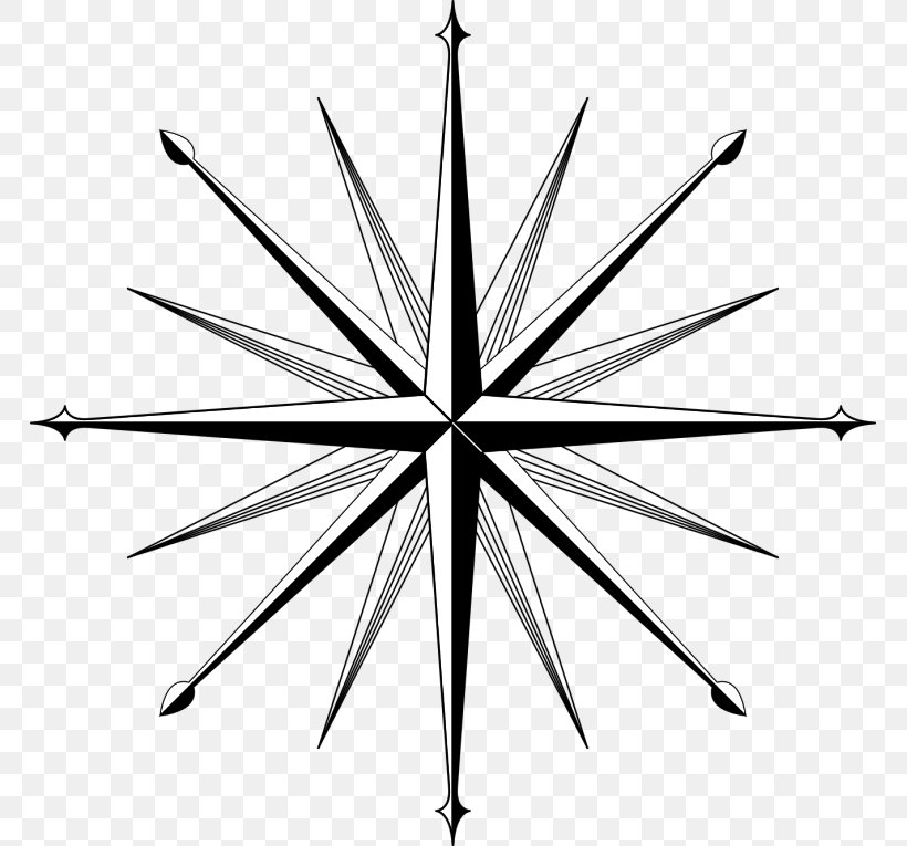 Nautical Star Clip Art, PNG, 765x765px, Nautical Star, Black And White, Compass, Compass Rose, Line Art Download Free
