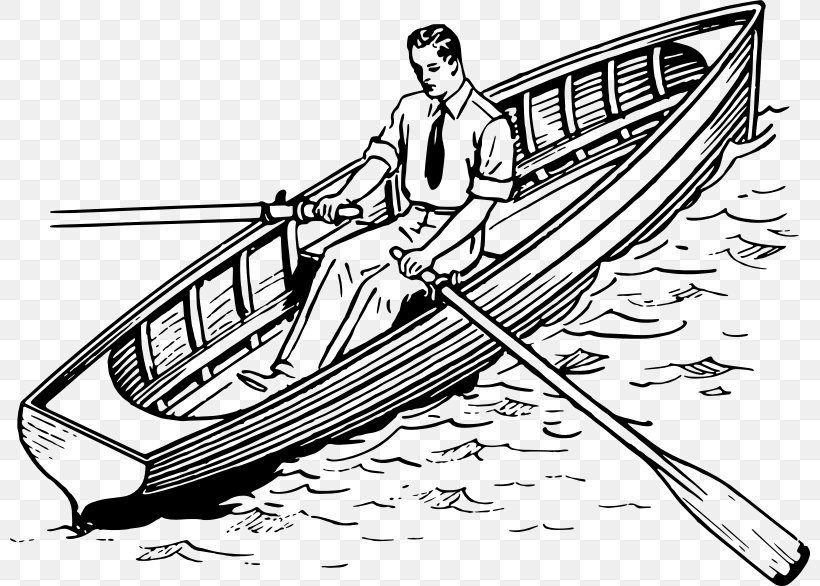 Rowing Boat Canoe Clip Art, PNG, 800x586px, Rowing, Artwork, Automotive Design, Black And White, Boat Download Free