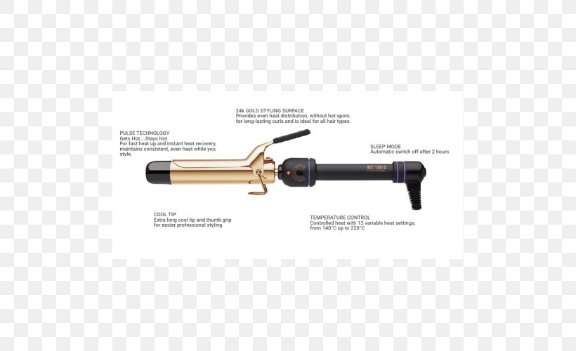 Hair Iron Hot Tools 24K Gold Spring Curling Iron Hot Tools Professional CurlBar, PNG, 500x500px, Hair Iron, Bag, Beauty Parlour, Gold, Hair Download Free