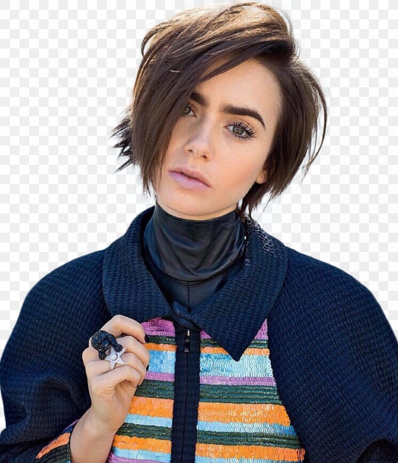 Lily Collins Hairstyle Short Hair Actor Pixie Cut Png