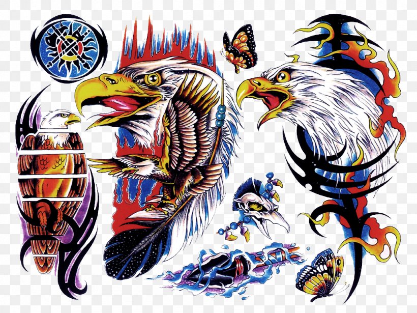 Sleeve Tattoo Flash Color, PNG, 1024x768px, Tattoo, Art, Beak, Bird, Bird Of Prey Download Free