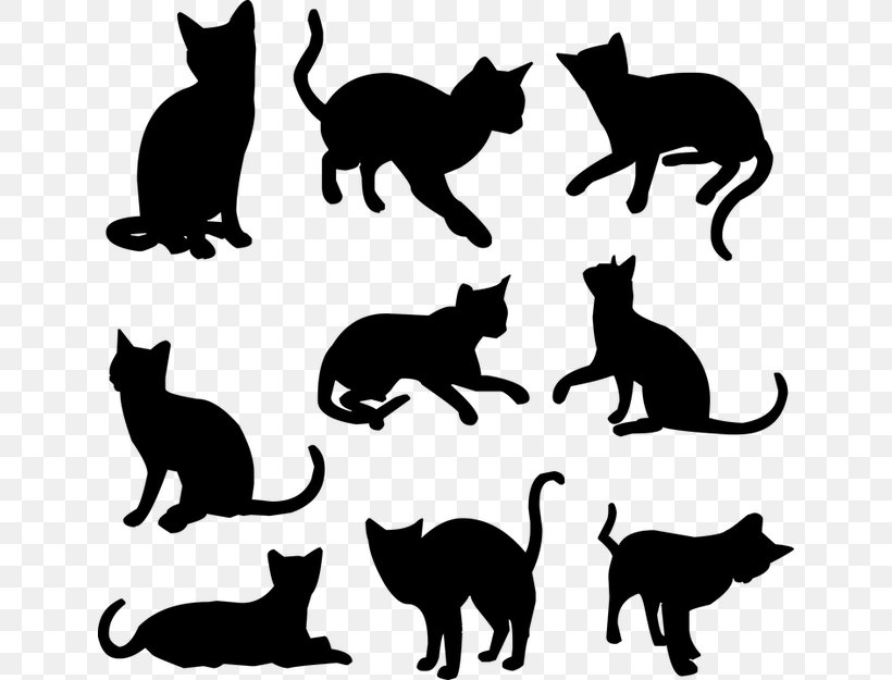 Black Cat Kitten Silhouette, PNG, 640x625px, T Shirt, Black, Black And White, Black Cat, Bluza Download Free