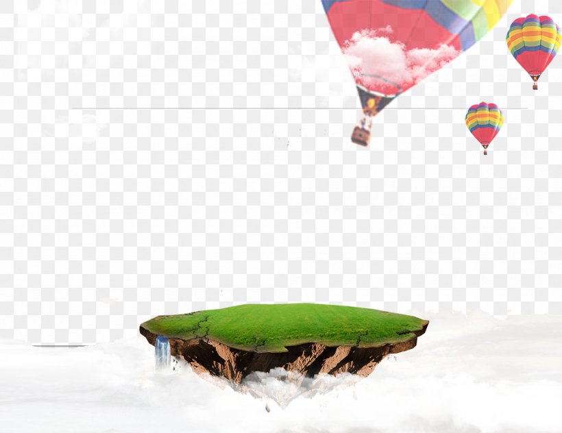 Floating Island Hot Air Balloon Wallpaper, PNG, 1000x771px, Floating Island, Balloon, Computer, Hot Air Balloon, Island Download Free
