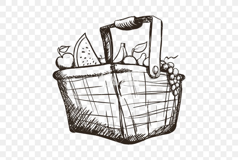 Basket Of Fruit Drawing, PNG, 550x550px, Basket Of Fruit, Basket, Black And White, Drawing, Food Download Free