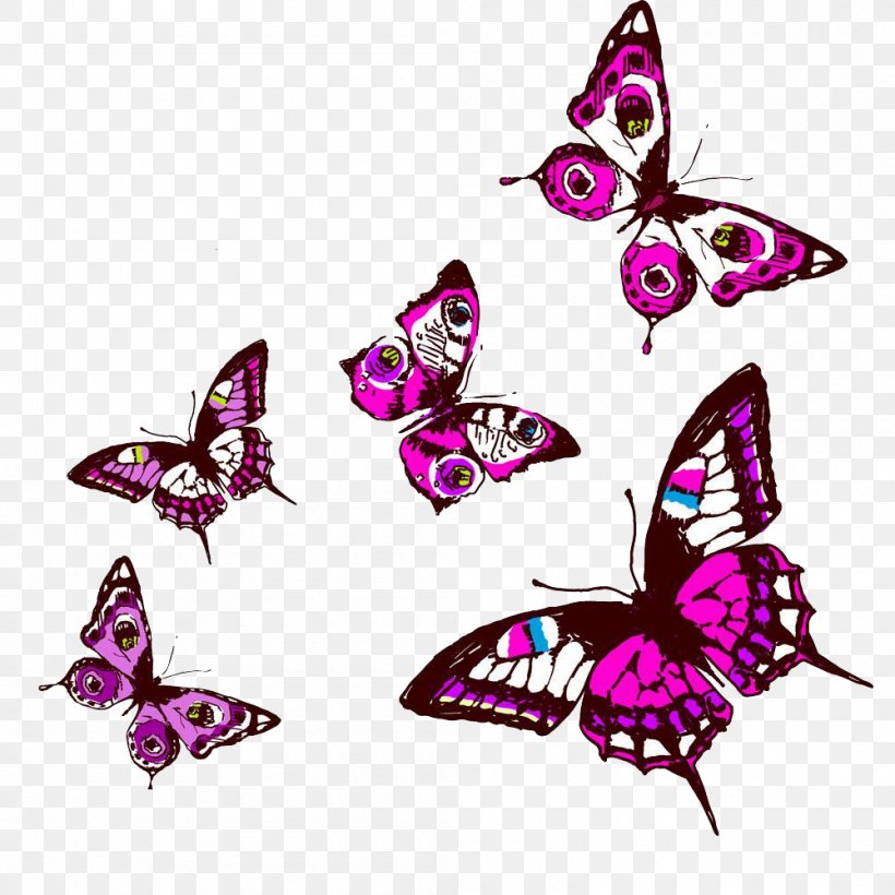 Butterfly Adobe Illustrator Clip Art, PNG, 1000x1000px, Butterfly, Brush Footed Butterfly, Butterflies And Moths, Fundal, Insect Download Free