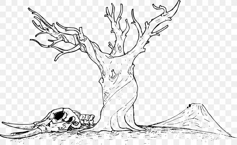 Tree Coloring Book Snag Branch Clip Art, PNG, 2400x1464px, Tree, Antler, Artwork, Black And White, Branch Download Free