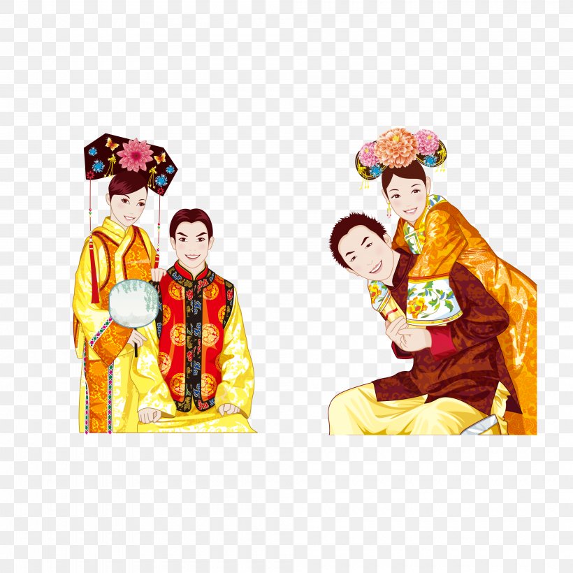 Chinese Marriage Wedding Cartoon, PNG, 4000x4000px, Marriage, Bride, Bridegroom, Cartoon, Chinese Marriage Download Free