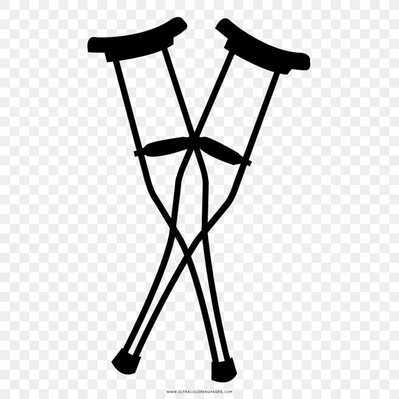 Crutch Coloring Book Drawing Walker, PNG, 1000x1000px, Crutch, Baby Transport, Bicycle, Bicycle Accessory, Black And White Download Free