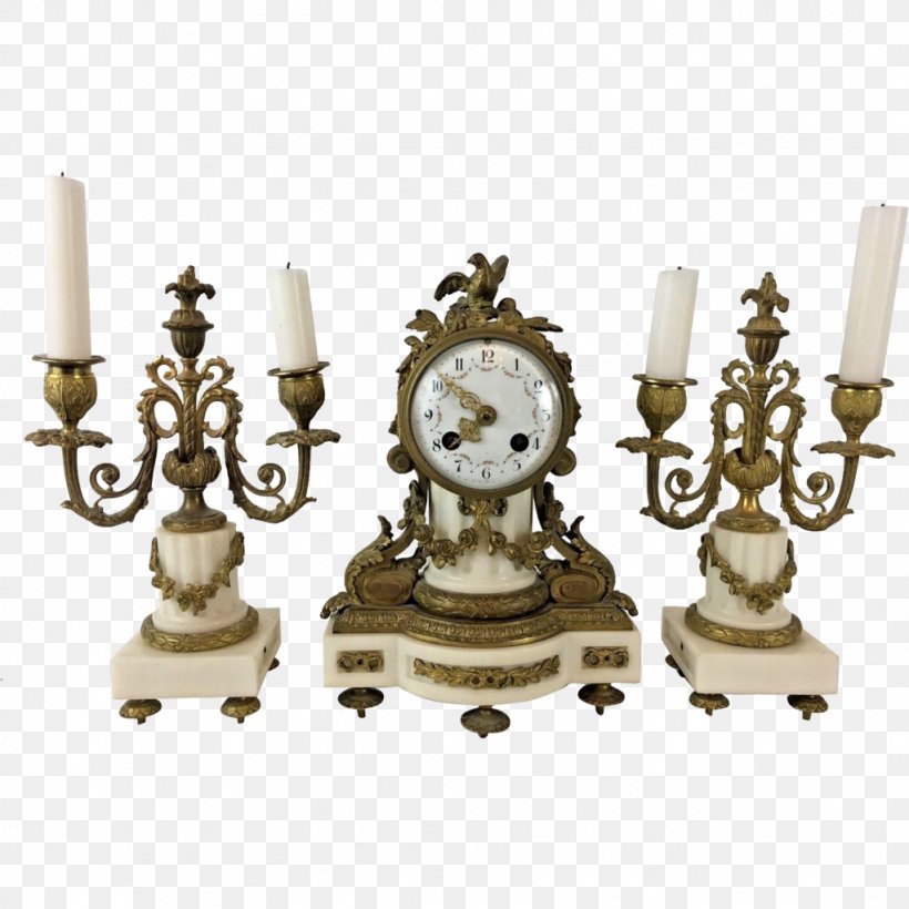 French Empire Mantel Clock Candelabra Ormolu, PNG, 1024x1024px, Clock, Antique, Brass, Bronze, Candelabra Download Free