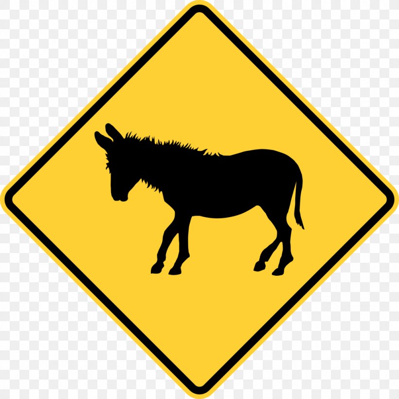 Warning Sign Road Traffic Sign Safety, PNG, 1024x1024px, Sign, Area, Black And White, Donkey, Grass Download Free