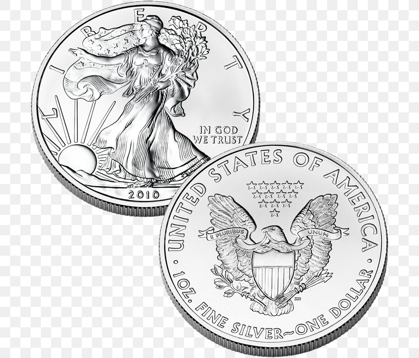 United States American Silver Eagle Silver Coin Bullion Coin, PNG, 700x700px, United States, American Silver Eagle, Black And White, Bullion, Bullion Coin Download Free