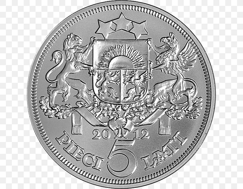 Coin Silver Half Crown Numismatics, PNG, 639x639px, 5 Lats Coin, Coin, Bank Of Latvia, Crown, Currency Download Free