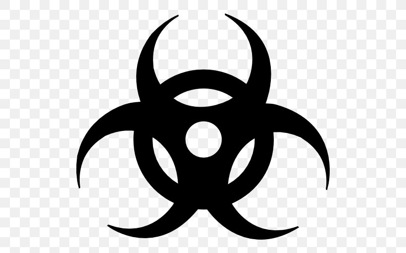 Biological Hazard Hazard Symbol Clip Art, PNG, 512x512px, Biological Hazard, Artwork, Black And White, Contamination, Crescent Download Free