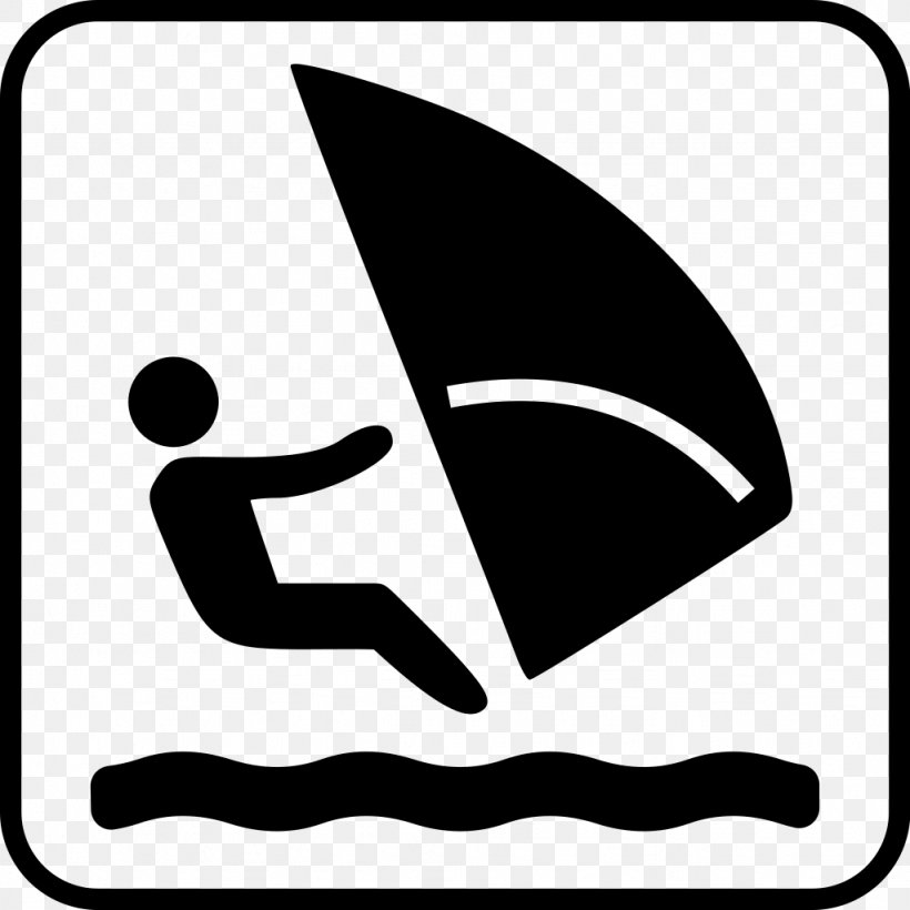 Windsurfing Clip Art, PNG, 1024x1024px, Windsurfing, Area, Black, Black And White, Brand Download Free
