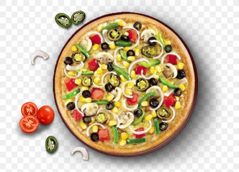 Domino's Pizza Veggie Burger Garlic Bread Restaurant, PNG, 726x590px, Pizza, Bell Pepper, California Style Pizza, Cuisine, Dish Download Free