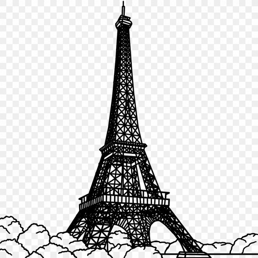 Eiffel Tower Drawing Image Clip Art Vector Graphics, PNG, 1200x1200px, Eiffel Tower, Architecture, Black And White, Blackandwhite, Cartoon Download Free