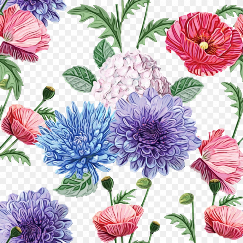 Floral Design, PNG, 1000x1000px, Watercolor, Aster, Floral Design, Flower, Paint Download Free