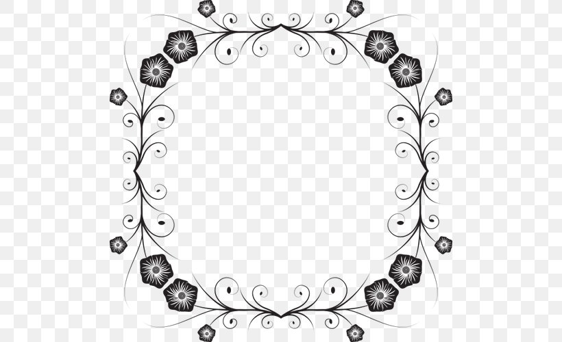 Black And White Flower Floral Design Clip Art, PNG, 500x500px, Black And White, Art, Artwork, Black, Body Jewelry Download Free