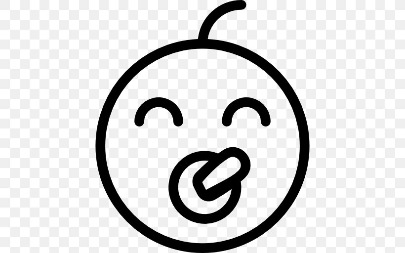 Smiley Pacifier Emoticon, PNG, 512x512px, Smiley, Area, Black And White, Emoji, Emoticon Download Free