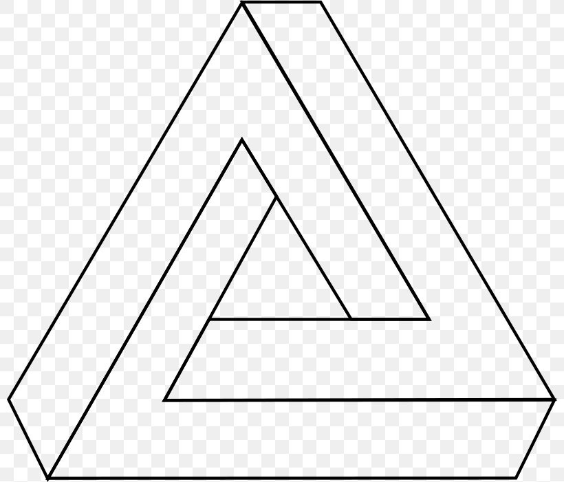 Penrose Triangle Geometry, PNG, 800x701px, Penrose Triangle, Area, Black, Black And White, Cube Download Free