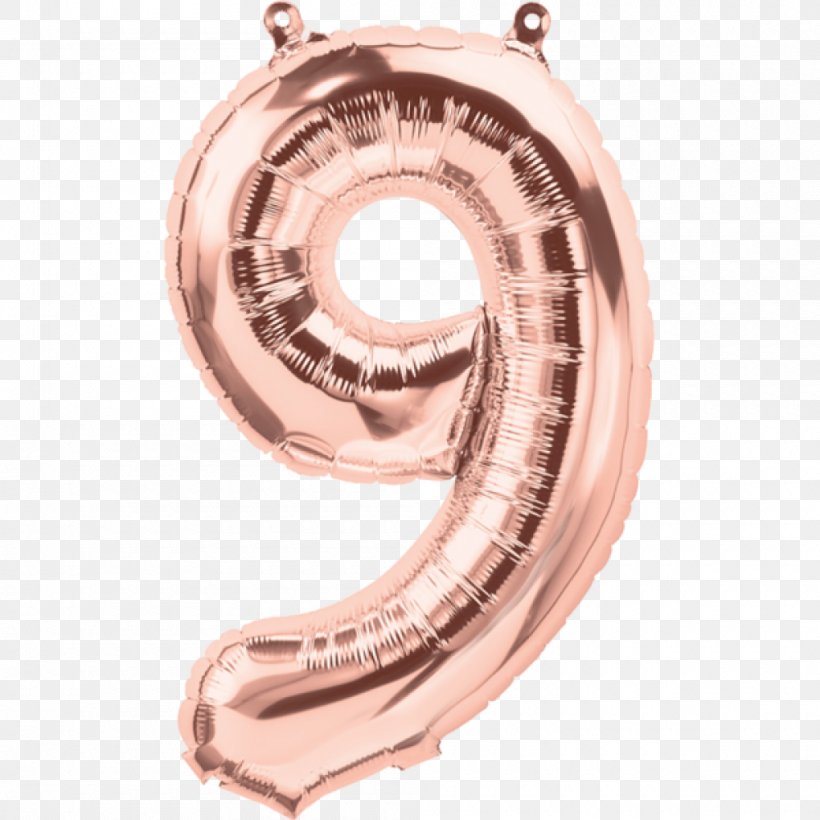 Rose Gold Number Balloon Rose Gold Number Balloon Rose Gold Number Balloon Inch, PNG, 1000x1000px, Balloon, Body Jewelry, Copper, Foil Balloon, Gold Download Free