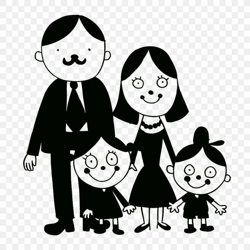 Family Drawing Illustration, PNG, 1024x1024px, Family, Art, Black And White, Cartoon, Child Download Free