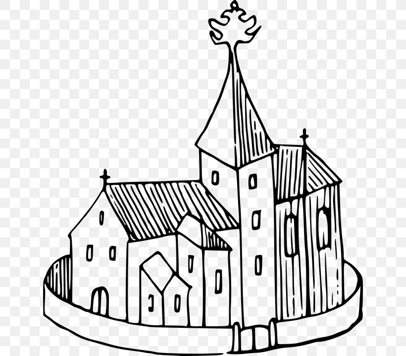 Christian Church Place Of Worship Clip Art, PNG, 646x720px, Christian Church, Area, Artwork, Black And White, Building Download Free