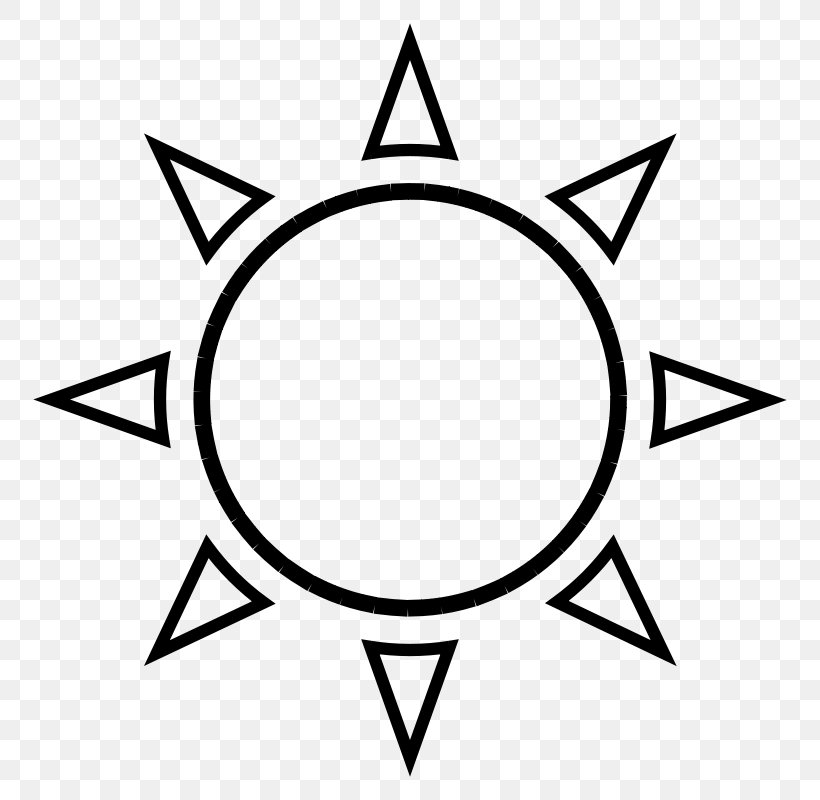 Sun Outline Clip Art, PNG, 800x800px, Sun, Area, Black, Black And White, Brand Download Free