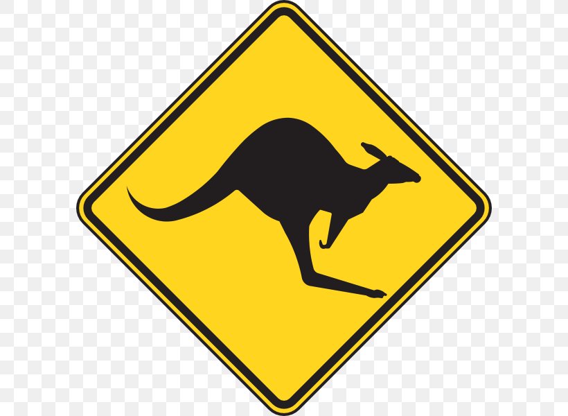 Kangaroo Warning Sign Traffic Sign Clip Art, PNG, 600x600px, Kangaroo, Area, Jumping, Logo, Pixabay Download Free