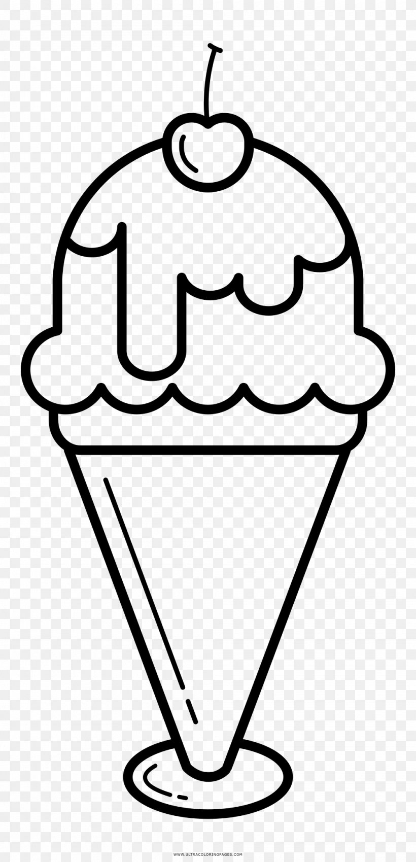 Ice Cream Cones Sundae Drawing Coloring Book, PNG, 1000x2073px, Ice Cream, Artwork, Ausmalbild, Black And White, Cherry Download Free