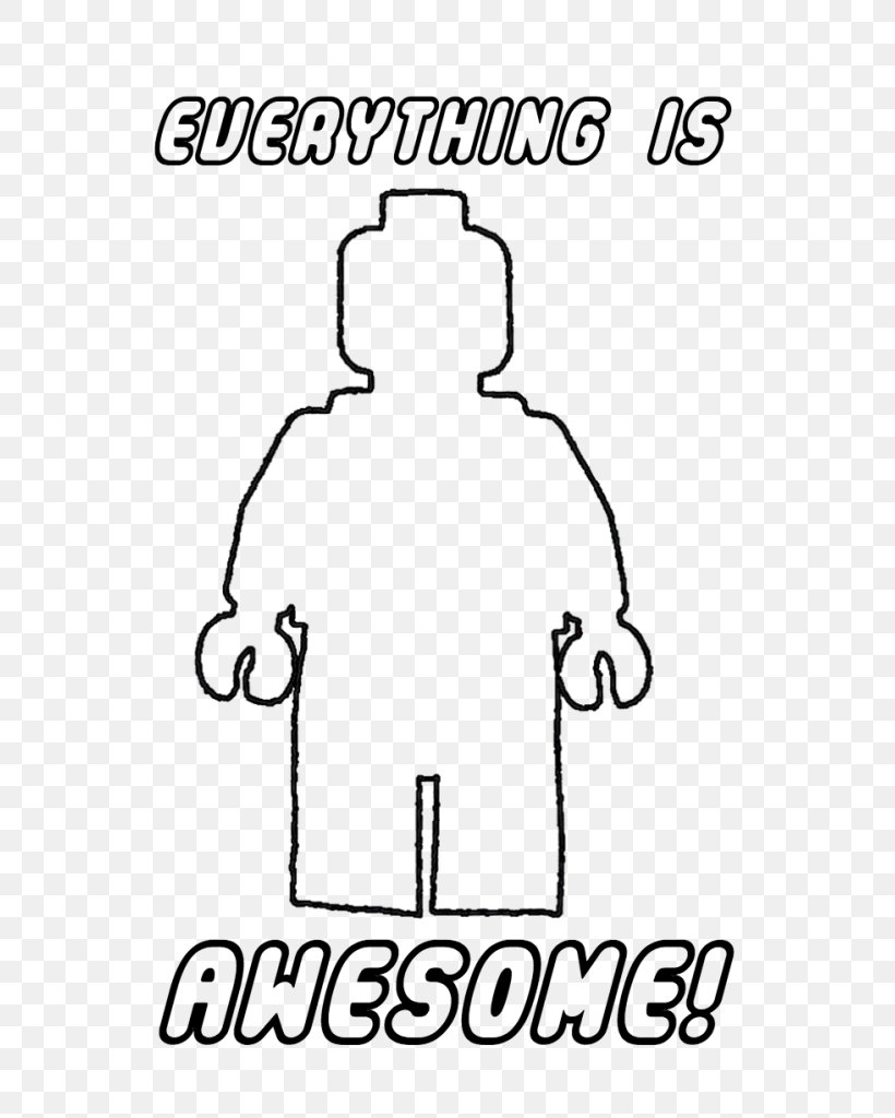T-shirt Emmet Lego Minifigure Everything Is AWESOME!!!, PNG, 583x1024px, Tshirt, Area, Black And White, Brand, Clothing Download Free