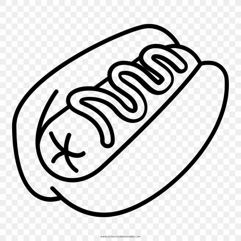 Hot Dog Black And White Coloring Book Drawing, PNG, 1000x1000px, Hot Dog, Area, Black And White, Cartoon, Color Download Free