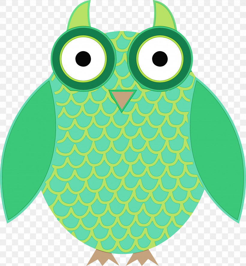 Owl Green Turquoise Bird Bird Of Prey, PNG, 2766x3000px, Cartoon Owl, Bird, Bird Of Prey, Cute Owl, Green Download Free